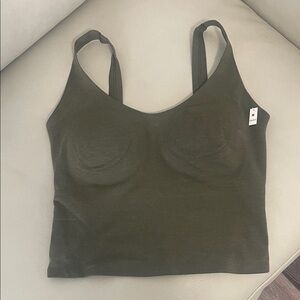PINK Victoria's Secret Olive Green Cotton Lightly Lined Bra Top(run small)